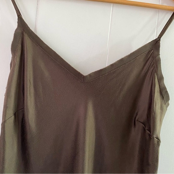 Alan Bilzerian 100% Silk Brown Chocolate Chemise Style Cami Top Spaghetti Straps - Picture 13 of 14